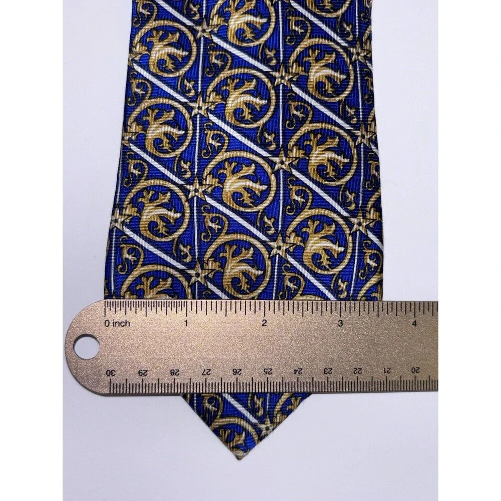 Smithsonian Silk Tie Blue And Gold Stars Cornucopia USA Made